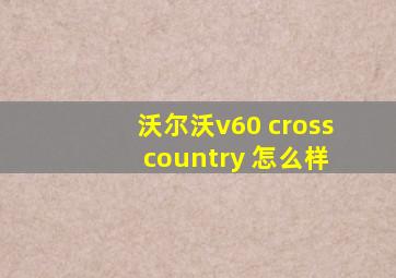 沃尔沃v60 cross country 怎么样